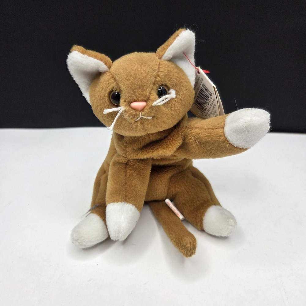 Ty Beanie Baby Nip Cat Vintage 1993 Plush Stuffed Animal Gold White Paws Small